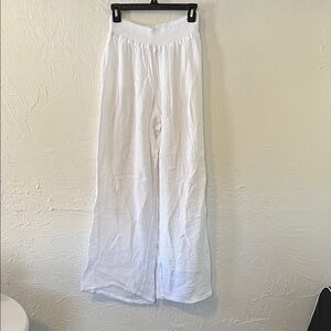 Michael Stars White Smocked-Waist Gauze Pants